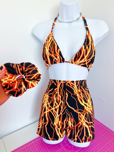 ORANGE Voltage 3 Piece Shorts Set SALE UK S(8-10)